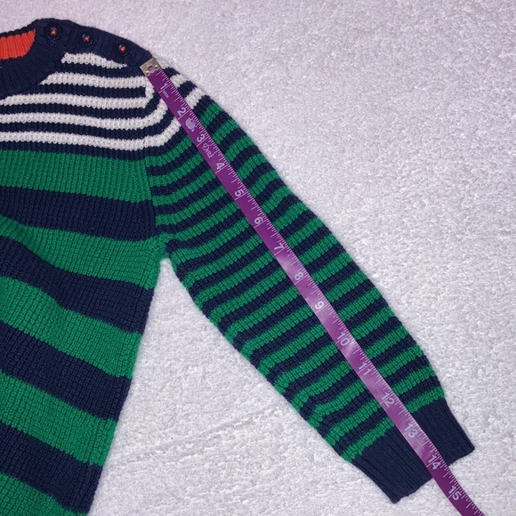 Hanna Andersson navy green button shoulder combed cotton sweater size 4 - Picture 4 of 7